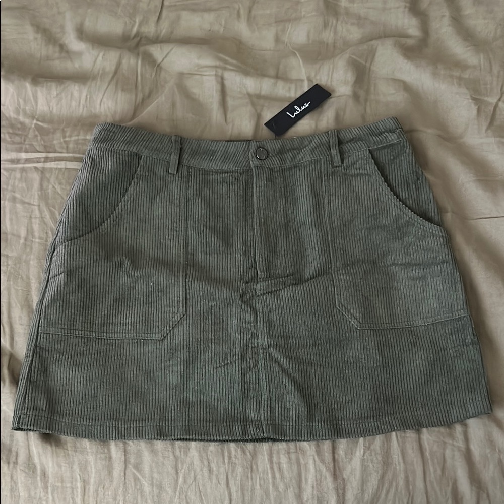 Lulu's Green Corduroy Mini Skirt